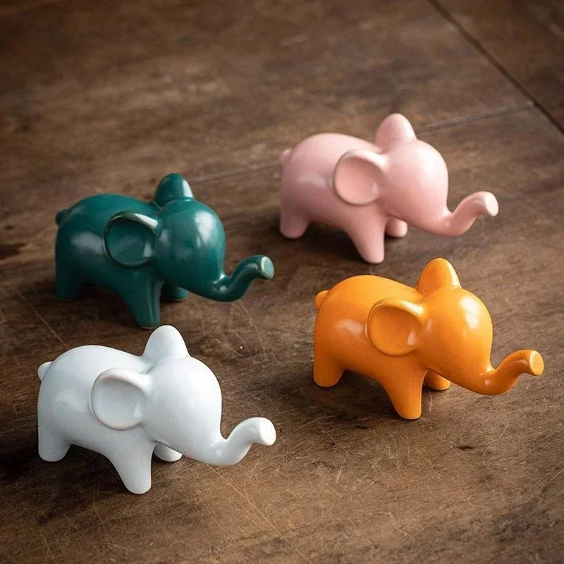 Mini Ceramic Elephant & Giraffe Figurines - Image 3