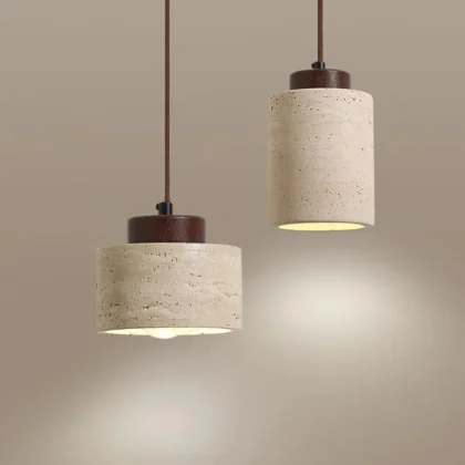 Minimalist Japanese Wabi-Sabi Travertine Pendant Light