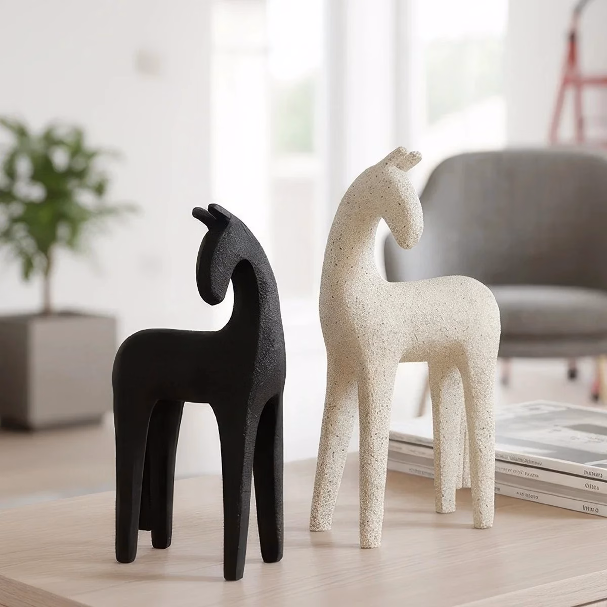 Modern abstract horse sculpture Scandinavian decor