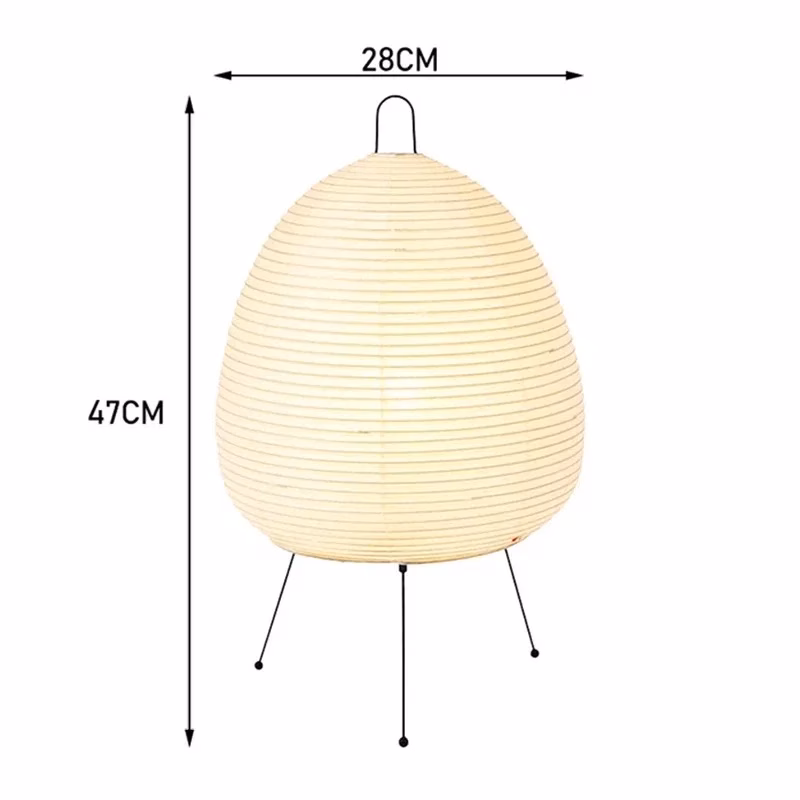 Japanese Rice Paper Lamp Wabi-Sabi Tripod Table Light Minimalist Decor - Image 5