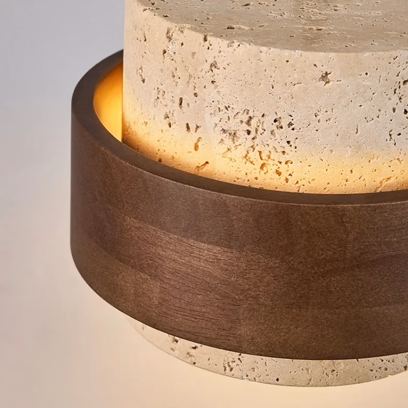 Travertine and Walnut Pendant